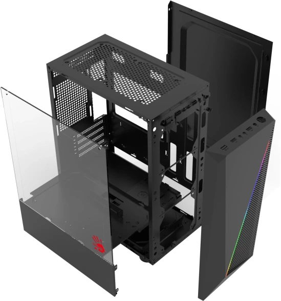 Корпус Bloody BD-CC102F черный без БП mATX 4x120mm 2xUSB2.0 1xUSB3.0 audio bott PSU