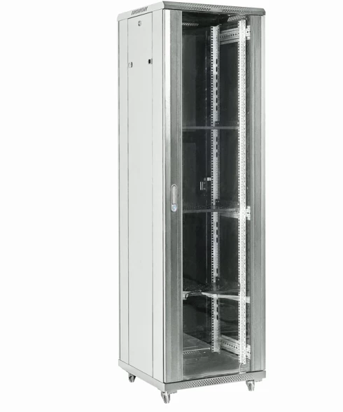 Шкаф коммутационный Rexant (04-3766-211) напольный 37U 600x600мм пер.дв.стекл металл 2 бок.пан. направл.под винты 800кг серый 75кг 230град. 1832мм IP20 сталь