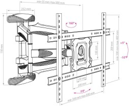 Кронштейн для телевизора Arm Media COBRA-60 черный 32&amp;quot;-65&amp;quot; макс.45кг настенный поворотно-выдвижной и наклонный