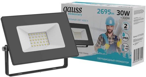 Прожектор уличный Gauss Elementary 613100230 светодиодный 30Втчерный