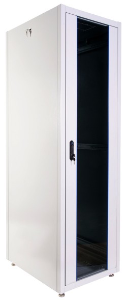 Шкаф серверный ЦМО (ШТК-Э-42.8.10-13АА) напольный 42U 800x1000мм пер.дв.стекл 2 бок.пан. металл направл.под закл.гайки 710кг серый 915мм 109кг 180град. 1987мм IP20 сталь