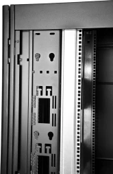 Шкаф серверный ЦМО (ШТК-СП-42.6.10-44АА-9005) напольный 42U 600x990мм пер.дв.перфор. 2 бок.пан. задн.дв.перфор. направл.под закл.гайки 1350кг черный 690мм 139кг 120град. 1950мм IP20 сталь