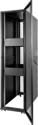 Шкаф серверный ЦМО (ШТК-СП-42.6.10-44АА-9005) напольный 42U 600x990мм пер.дв.перфор. 2 бок.пан. задн.дв.перфор. направл.под закл.гайки 1350кг черный 690мм 139кг 120град. 1950мм IP20 сталь