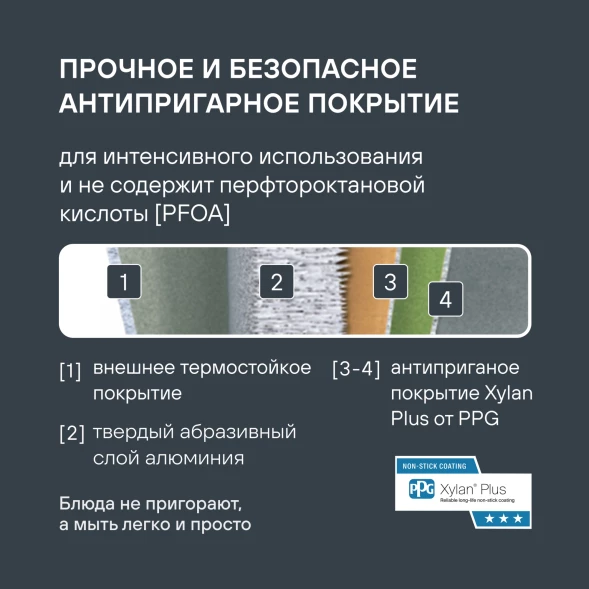 Сковорода Rondell Trumpf RDA-1341 круглая 20см покрытие: Xylan Plus ручка несъемная (без крышки) черный