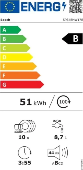 Посудомоечная машина Bosch SPS4EMW17E белый (узкая)