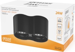 Светильник Gauss Overhead HD033 потолоч. 24Вт 3000K цв.св.:белый теплый черный