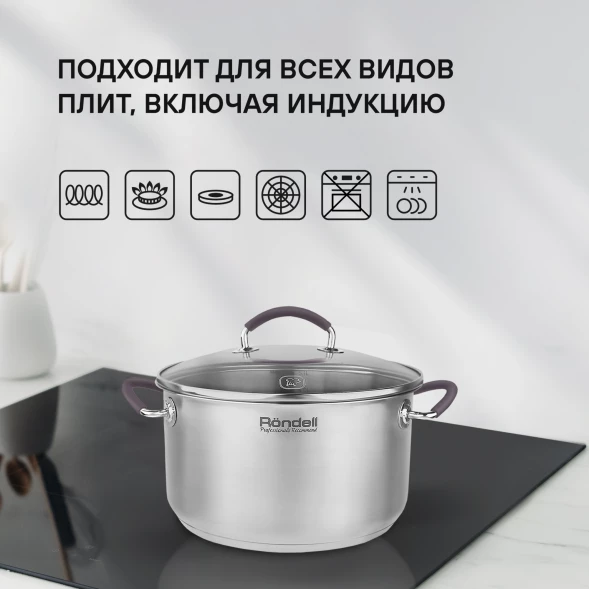 Кастрюля Rondell Akzent RDS-1389 5.1л. d=24см (с крышкой) стальной