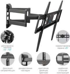 Кронштейн для телевизора Kromax CORBEL-11 титан 32&amp;quot;-75&amp;quot; макс.45кг настенный поворот и наклон