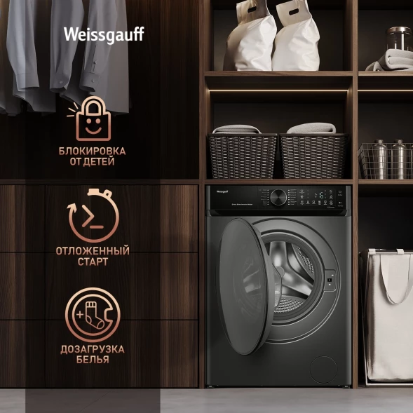 Стиральная машина Weissgauff WM 59411 класс: A+++ загр.фронтальная макс.:11кг темно-серый