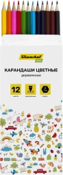 Карандаши цв. Silwerhof Eco 2.65мм шестигран. дерево ассорти 12цв. коробка/европод.