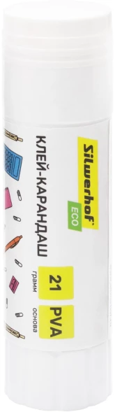 Клей-карандаш Silwerhof Eco 21гр ПВА дисплей картонный