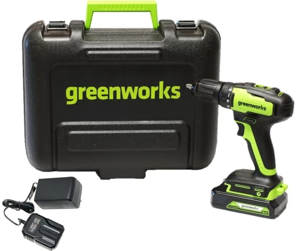 Дрель-шуруповерт Greenworks GD24DD35K2 аккум. патрон:быстрозажимной (кейс в комплекте) (3704007UA)