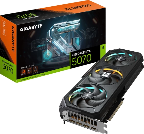 Видеокарта Gigabyte PCI-E GV-N5070GAMING OC-12GD 1.0 NVIDIA GeForce RTX 5070 12Gb 192bit GDDR7 2625/28000 HDMIx1 DPx3 HDCP Ret