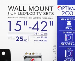 Кронштейн для телевизора Kromax OPTIMA-203 черный 15&amp;quot;-42&amp;quot; макс.25кг настенный поворот и наклон