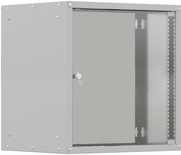 Шкаф коммутационный NTSS Lime (NTSS-WL9U5545GS) настенный 9U 550x450мм пер.дв.стекл несъемн.бок.пан. 30кг серый 370мм 12кг 110град. 500мм IP20 укомплектованный