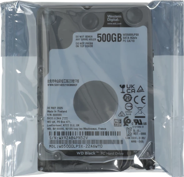Жесткий диск WD SATA-III 500Gb WD5000LPSX Notebook Black (7200rpm) 64Mb 2.5&amp;quot;