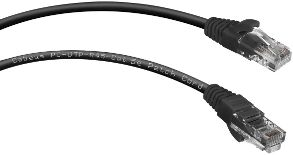 Патч-корд Cabeus PC-UTP-RJ45-CAT.5E-0.3M-BK U/UTP RJ-45 вил.-вилка RJ-45 кат.5E 0.3м черный ПВХ