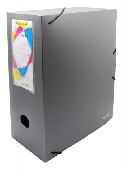 Папка архивная на резинке Silwerhof Perlen 311915-77 полипропилен 1мм корешок 100мм A4 серебристый металлик