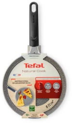 Сковорода блинная Tefal Natural Cook 4213522 круглая 22см ручка несъемная (без крышки) серый (9100053997)
