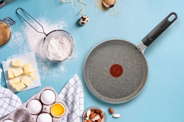 Сковорода блинная Tefal Natural Cook 4213522 круглая 22см ручка несъемная (без крышки) серый (9100053997)