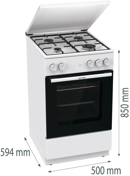 Плита Газовая Gorenje GG5A14WJ белый (металлическая крышка) реш.сталь