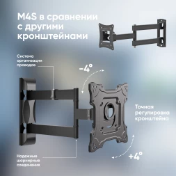 Кронштейн для телевизора Onkron M4S черный 17"-43" макс.35кг настенный поворот и наклон
