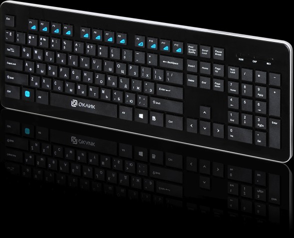 Клавиатура Оклик 870S черный USB беспроводная slim Multimedia
