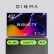 Телевизор LED Digma 43&amp;quot; DM-LED43UBB41 Android TV Frameless Metal темно-серебристый/серый 4K Ultra HD 60Hz DVB-T DVB-T2 DVB-C DVB-S DVB-S2 USB WiFi Smart TV