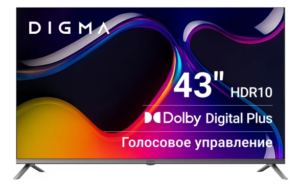 Телевизор LED Digma 43&amp;quot; DM-LED43UBB41 Android TV Frameless Metal темно-серебристый/серый 4K Ultra HD 60Hz DVB-T DVB-T2 DVB-C DVB-S DVB-S2 USB WiFi Smart TV