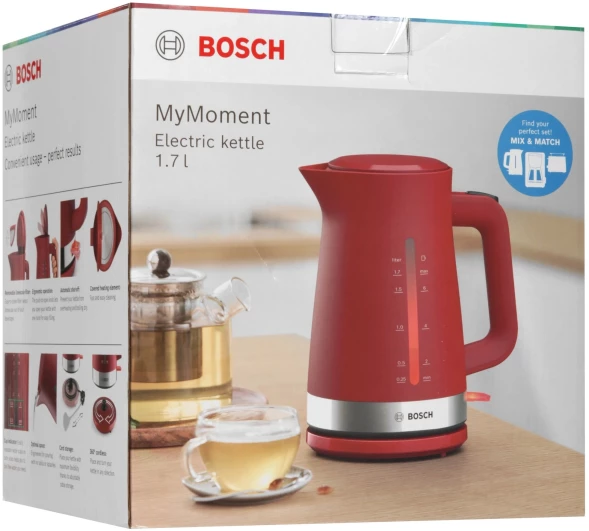 Чайник электрический Bosch TWK4M 1.7л. красный корпус: пластик (TWK4M224)