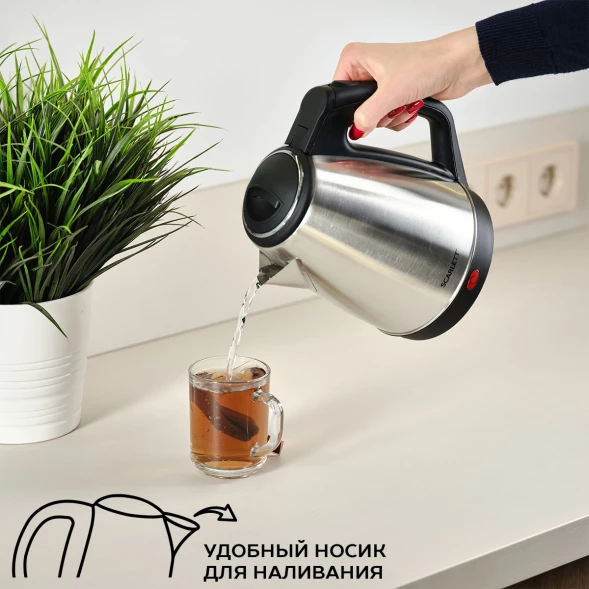 Чайник электрический Scarlett SC-EK21S25 1.5л. 1350Вт серебристый/черный корпус: металл/пластик (EK21S25)