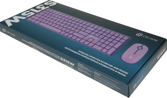 Клавиатура + мышь Оклик S315W клав:сиреневый мышь:сиреневый USB беспроводная Multimedia (1978643)