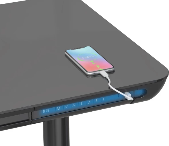 Стол для компьютера Cactus CS-EGD-BK-LED столешница закаленное стекло черный каркас черный 120x71x60см