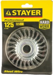 Щетка дисковая по мет. Stayer 35120-125 d=125мм d(посад.)=22мм (угловые шлифмашины)