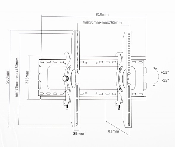 Кронштейн для телевизора Ultramounts UM843T черный 37&amp;quot;-75&amp;quot; макс.75кг настенный наклон