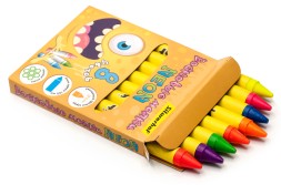 Восковые мелки Silwerhof Neon Монстрики 8цв. дл.100ммд.10мм картон.кор.