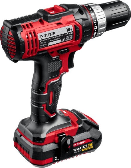 Дрель-шуруповерт Зубр ДШЛ-185-22 аккум. патрон:быстрозажимной