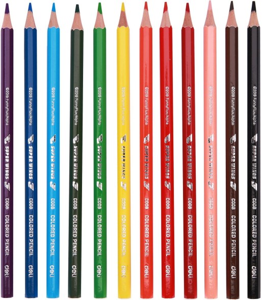 Карандаши цв. Deli EC00807 Super Wings шестигран. тополь 12цв. туба пл.