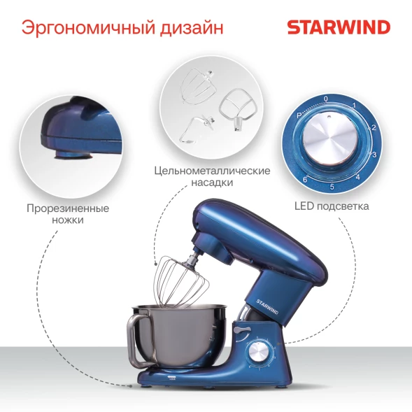 Миксер планетарный Starwind SPM7167 1900Вт фиолетовый