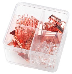 Набор мелкоофисный Deli 78551 гвоздики 50шт скрепки 100шт золотистый металл пластиковая туба