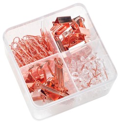 Набор мелкоофисный Deli 78551 гвоздики 50шт скрепки 100шт золотистый металл пластиковая туба