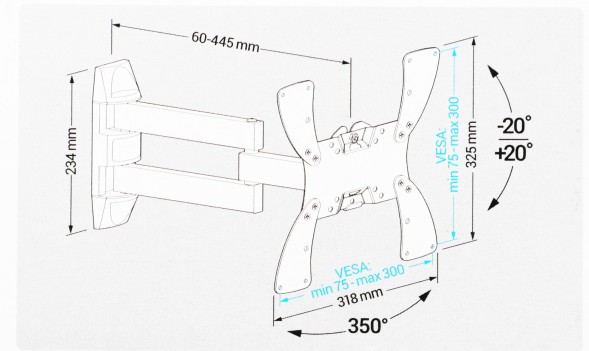 Кронштейн для телевизора Holder LCDS-5066 черный 22&amp;quot;-42&amp;quot; макс.30кг настенный поворот и наклон