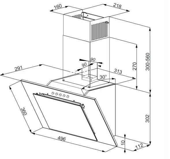 Вытяжка каминная Weissgauff SIGMA 50 PB BL черный управление: кнопочное (1 мотор)
