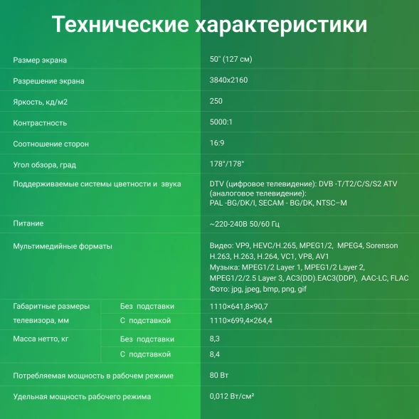Телевизор LED Digma 50&amp;quot; DM-LED50UBB41 Android TV Frameless Metal темно-серебристый/серебристый 4K Ultra HD 60Hz DVB-T DVB-T2 DVB-C DVB-S DVB-S2 USB WiFi Smart TV
