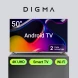 Телевизор LED Digma 50&amp;quot; DM-LED50UBB41 Android TV Frameless Metal темно-серебристый/серебристый 4K Ultra HD 60Hz DVB-T DVB-T2 DVB-C DVB-S DVB-S2 USB WiFi Smart TV