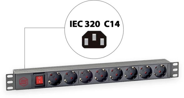 Блок распределения питания Sysmatrix PD 0802.000 гор.размещ. 8xSchuko базовые 16A C14