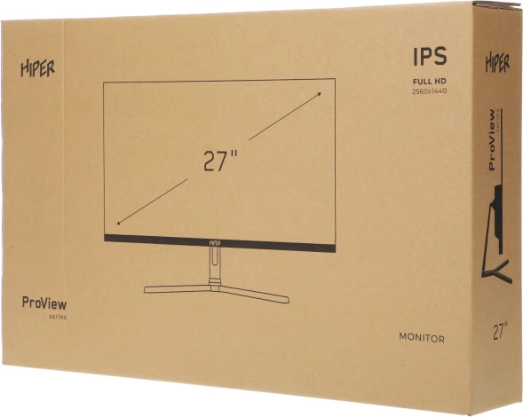 Монитор Hiper 27&amp;quot; HB2702 черный IPS LED 4ms 16:9 HDMI M/M матовая 300cd 178гр/178гр 2560x1440 75Hz FreeSync DP Quad HD 2K (1440p) 4кг