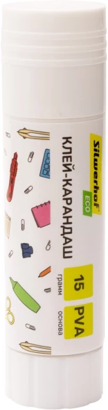 Клей-карандаш Silwerhof Eco 15гр ПВА дисплей картонный