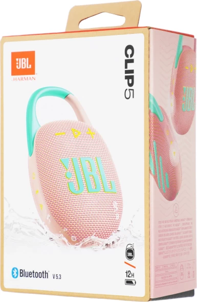 Колонка порт. JBL Clip 5 розовый 7W 1.0 BT 10м 1400mAh