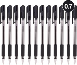 Ручка шариков. Deli Arrow EQ01620 прозрачный/черный d=0.7мм черн. черн. резин. манжета